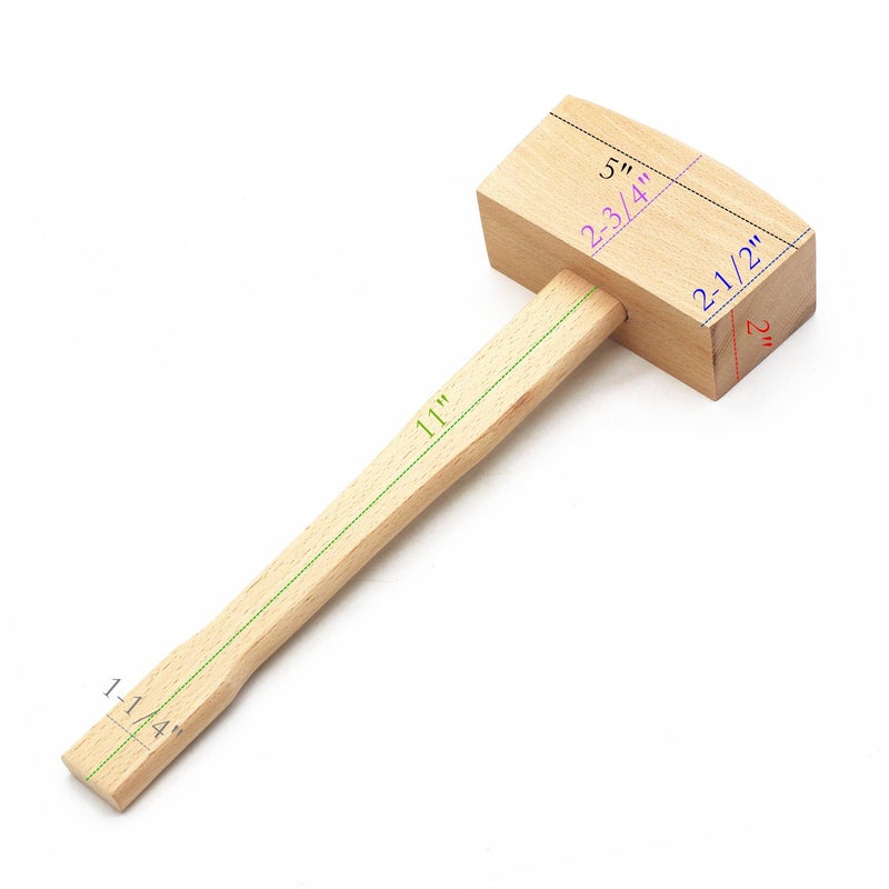 WEICHUAN Unfinished Beech Wood Mallet Ice Hammer Mallet - Solid Beechwood Damage-Free Striking Woodworking Carving Mallet Woodworking Hand Tool - 5 x 13.8" - Image 3